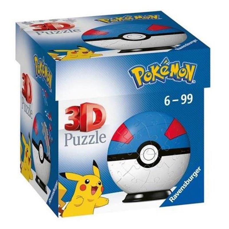 Image of 3d Puzzleball 54 Pz Pokeball Blu di Ravensburger - Puzzleball e Puzzle 3d