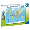 Puzzle 200 Mappa del Mondo Xxl 200 Pz di Ravensburger Puzzle 200 Pezzi Xxl