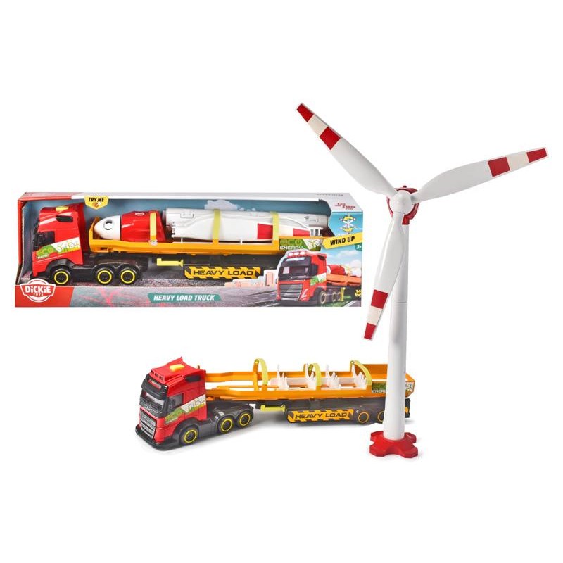 Heavy Load Truck Cm. 41 con Parti Apribili, Luci e Suoni, Inclusa Turbina Eolica con Motore a Molla di Simba Dickie