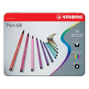 Stabilo Pen 68 Scatola in Metallo Arty da 15 Colori Ass.