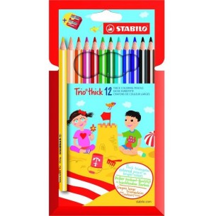 Stabilo Trio Thick Astuccio in Cartone da 12 Colori Ass.+ Temperino