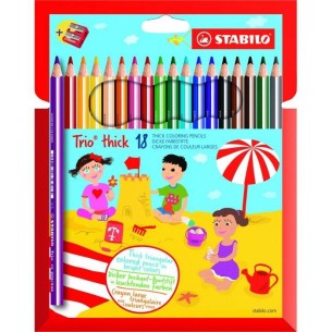 Stabilo Trio Thick Astuccio in Cartone da 18 Colori Ass.+ Temperino