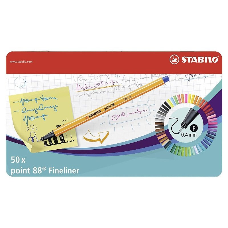 Stabilo Point 88 Scatola Metallo da 50 Pezzi Ass.