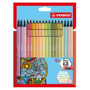 Stabilo Pen 68 Astuccio in Cartone con 18 Nuovi Colori