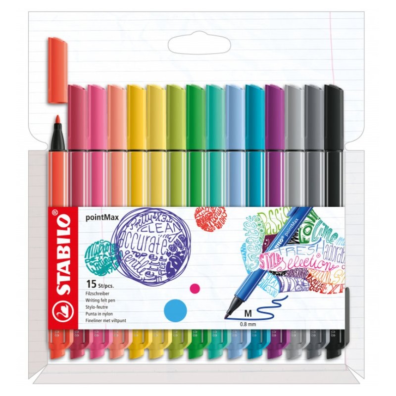 Stabilo Pointmax Astuccio da 15 Colori Ass. (Nuovi Colori)