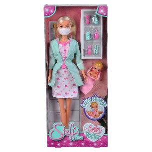 Steffi Love Pediatra con Bebe' Viso Rosso Cambiacolore di Simba Steffi-Evi
