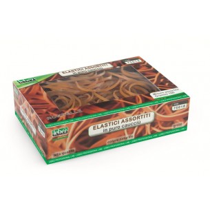 Scatola 100 Gr. Elastici Misure Assortite Colore Ambra di Lebez