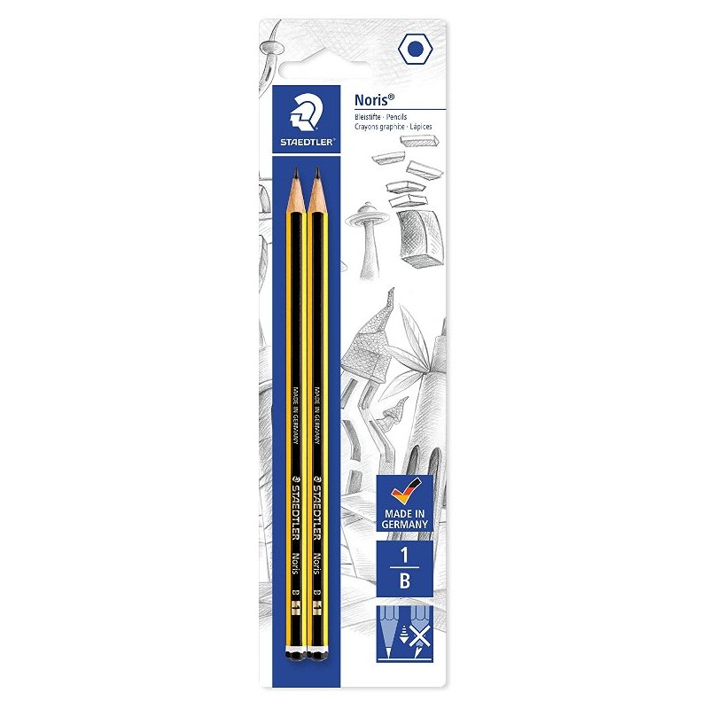 Blister Noris 2 Matite in Grafite B Blist. Gradazione B (-1) di Staedtler