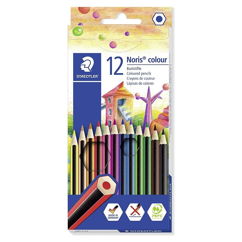 Noris Colour, Astuccio con 12 Matite Colorate Esagonali, in Colori Assortiti di Staedtler