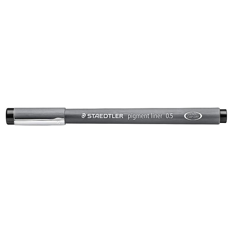 Pigment Liner 05 Penna a Punta Sintetica Graduata, Tratto 0,5 Mm. Colore Inchiostro Nero. di Staedtler