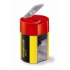 Temperamatite dal Design Giallo e Nero, a 1 Foro con Contenitore per Trucioli per Matite con Fusto Max Diametro  8,2 Mm.