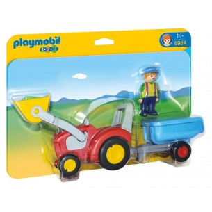 Trattore con Benna e Rimorchio 1.2.3 di Playmobil